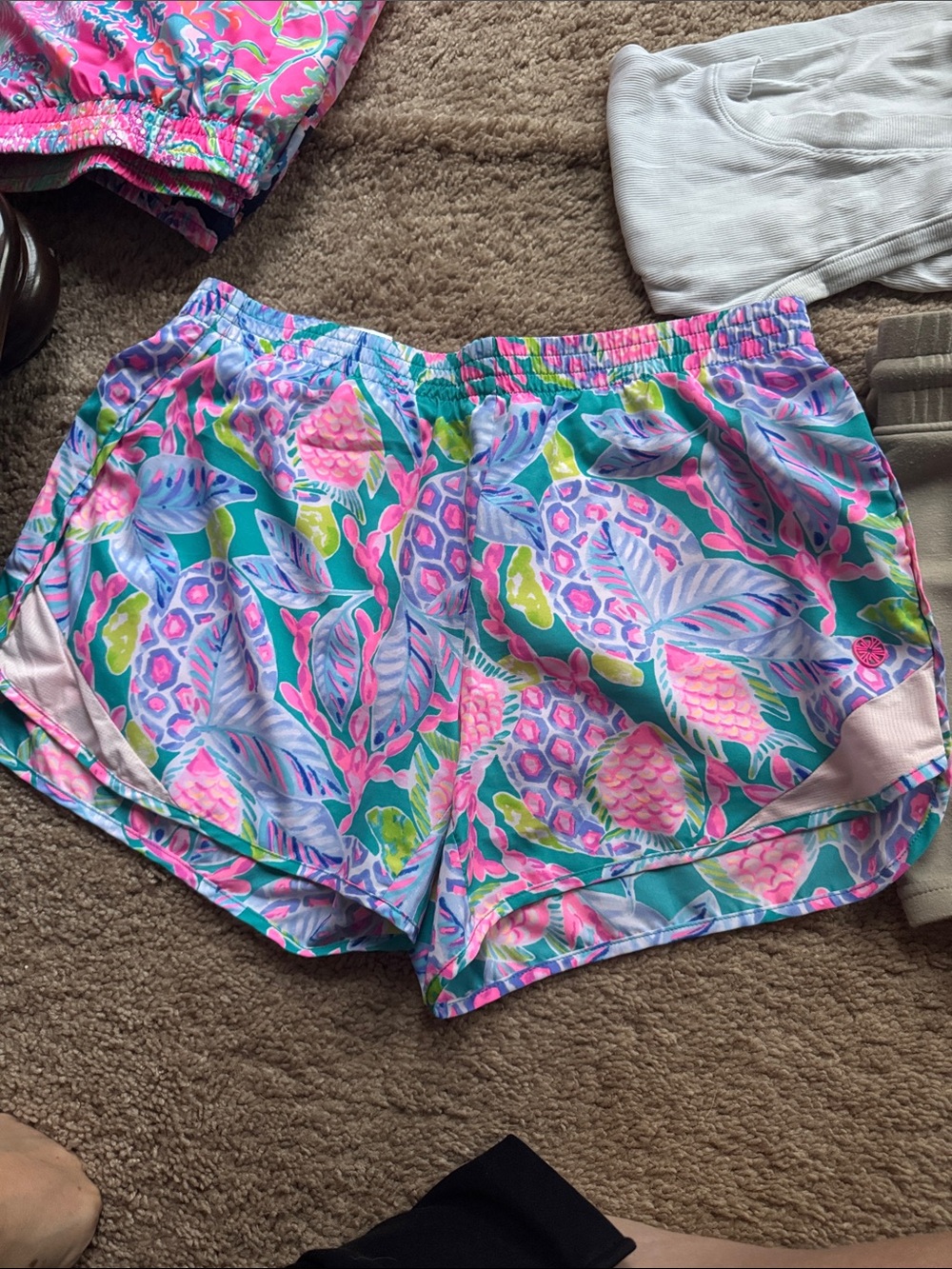 Lilly Pulitzer Pink, Teal & Lavender Tropical Athletic Shorts